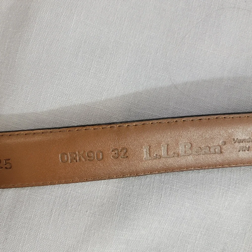L.L. Bean Mens Brown Leather Belt Solid Brass‎ Buckle Size 36 Made in USA